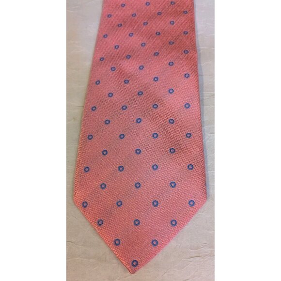 Thomas Pink Silk Tie Neck Blue Circles Textured Necktie Mens Polka Dots Morocco - Picture 3 of 12